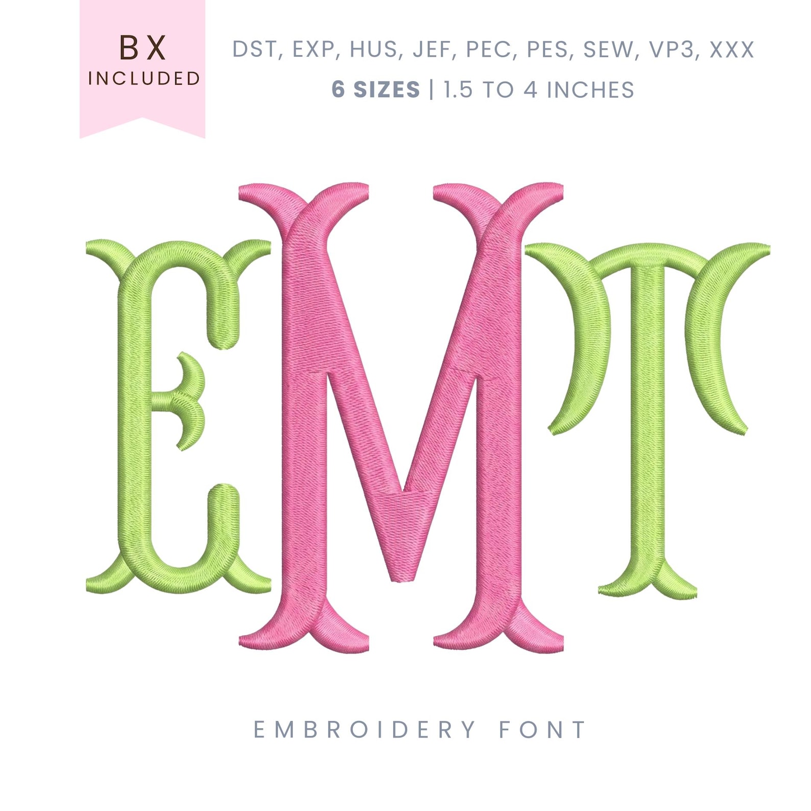 Fishtail Monogram Embroidery Font - Fishtail Embroidery Font - Machine ...