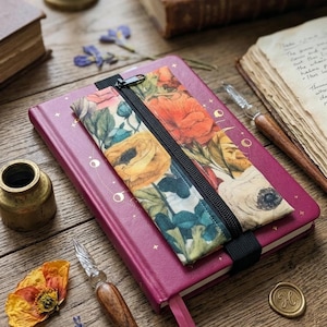 Mäppchen mit Gummiband | Stifteetui A5 für Bullet Journal & Notizbuch | Handgemacht aus Baumwolle | Geschenk für Journal Fans | Pencil Case
