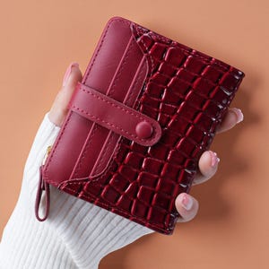 Cartera pequeña con estampado de cocodrilo / Tarjetero corto / Monedero para mujer