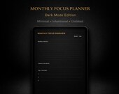 Monthly Focus Planner | Minimalist Digital iPad Planner | Undated for Goals & Habits (Dark Mode)