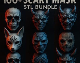 100+ Scary Mask STL Bundle | 3D Print Files (Digital Download)