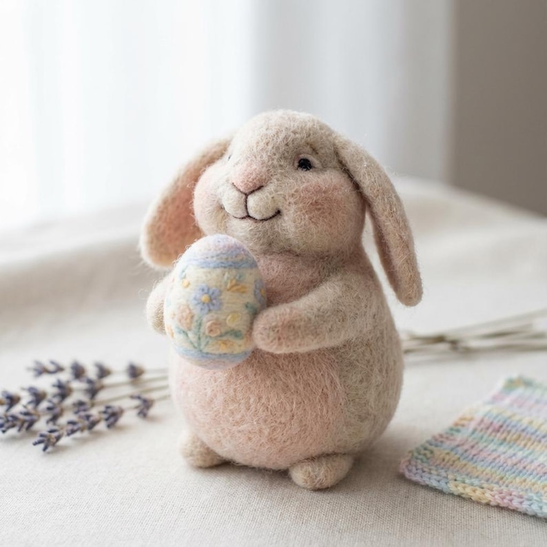 Needle Felt Animal Figurine, Handmade Wool Bunny and Gnome, Spring ...
