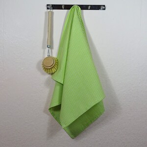 Dish towel tea towel cotton woven green white striped image 1