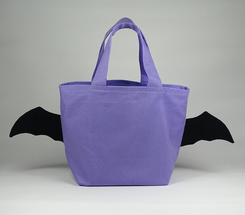 Halloween Trick or Treat Bag Bat Tote Bag Purple Etsy