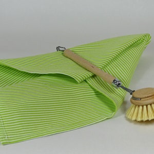 Dish towel tea towel cotton woven green white striped image 2