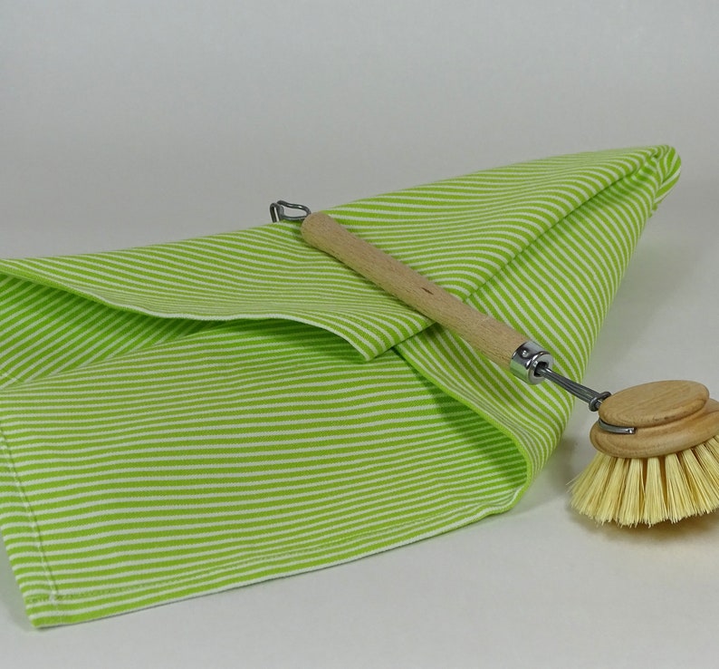 Dish towel tea towel cotton woven green white striped image 2