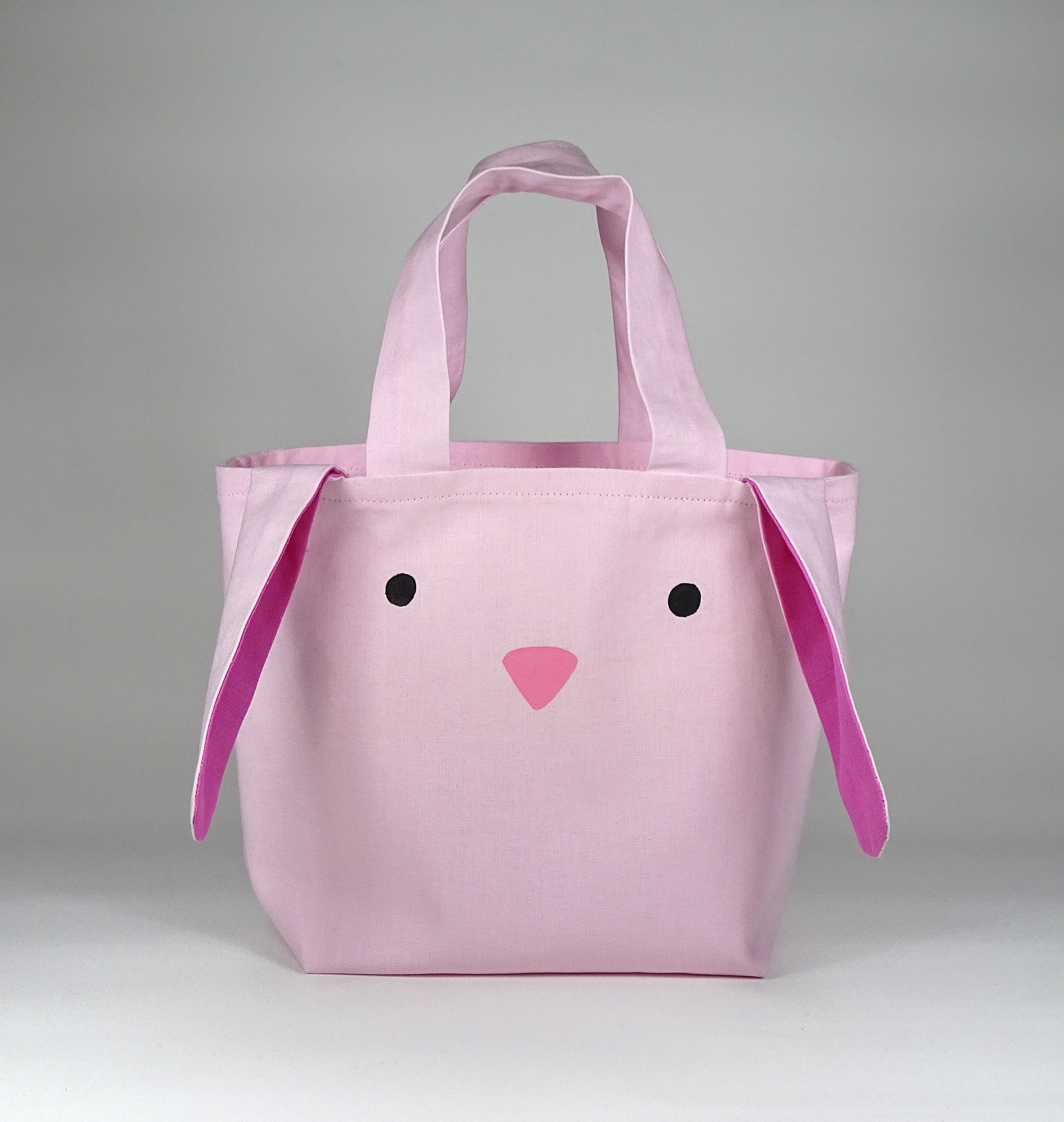Easter Basket Bunny Tote Bag Cotton Pink Pastel Etsy