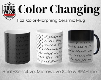 Pledge of Allegiance Color Changing Mug, Patriotic Gift for Veteran