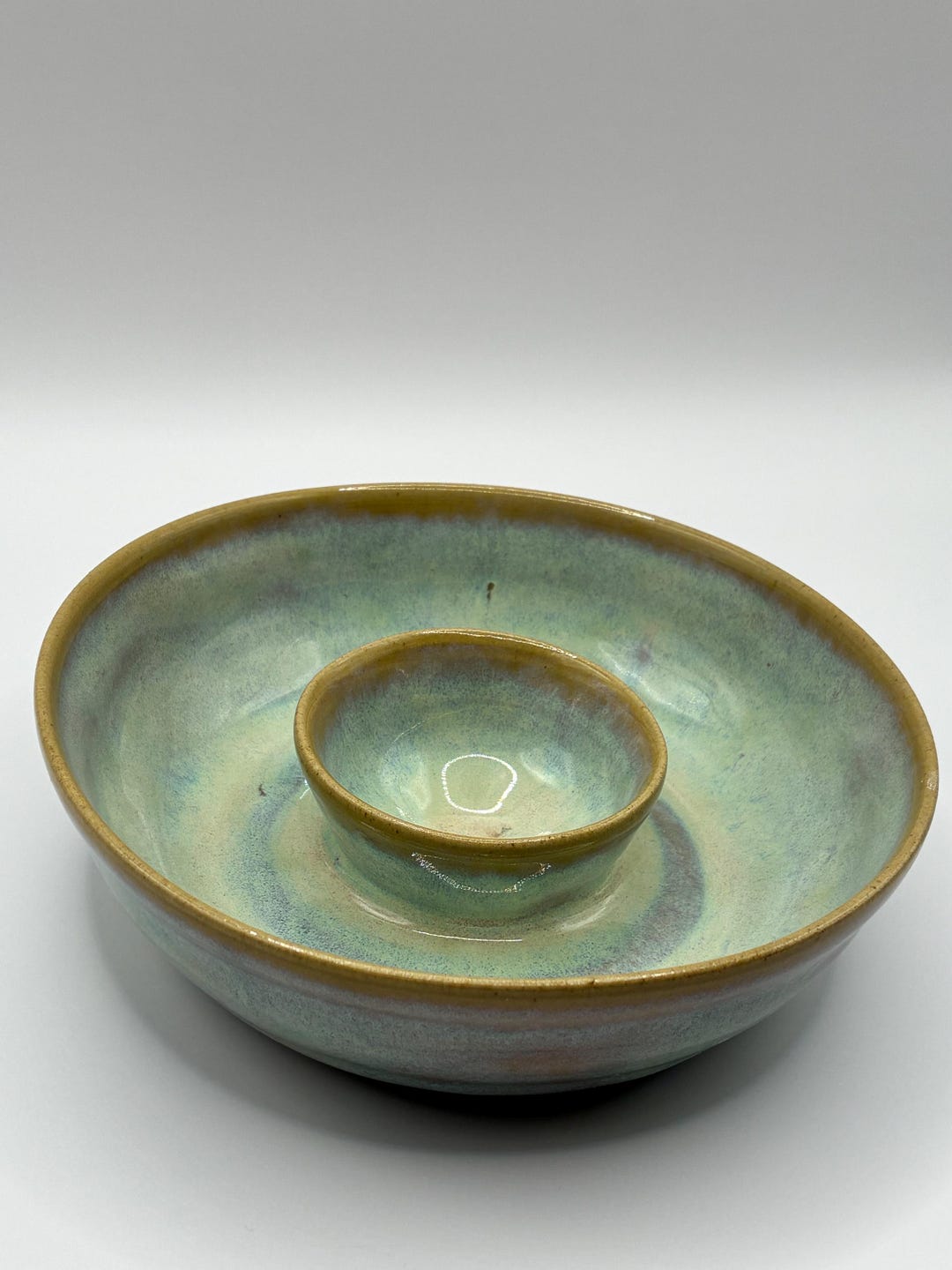 Single Chip & Dip ceramic dish - Green