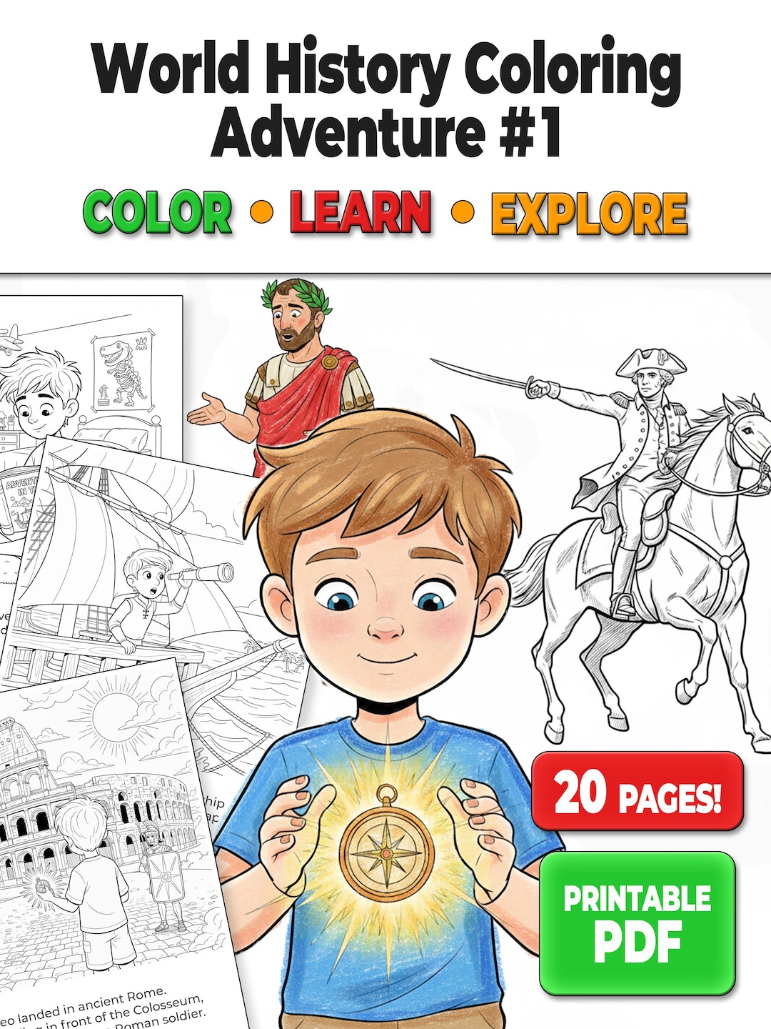 History Coloring Book for Kids | Printable Homeschool Activity ...