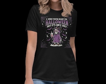 Halloween In July Shirt, Skeleton Witch Tee, Funny Spooky Summer T-Shirt, Halloween Lover Gift