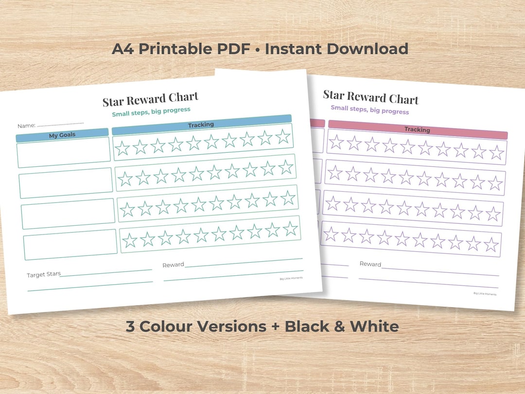 Kids Star Reward Chart Printable | Behaviour Tracker PDF | A4 Instant ...