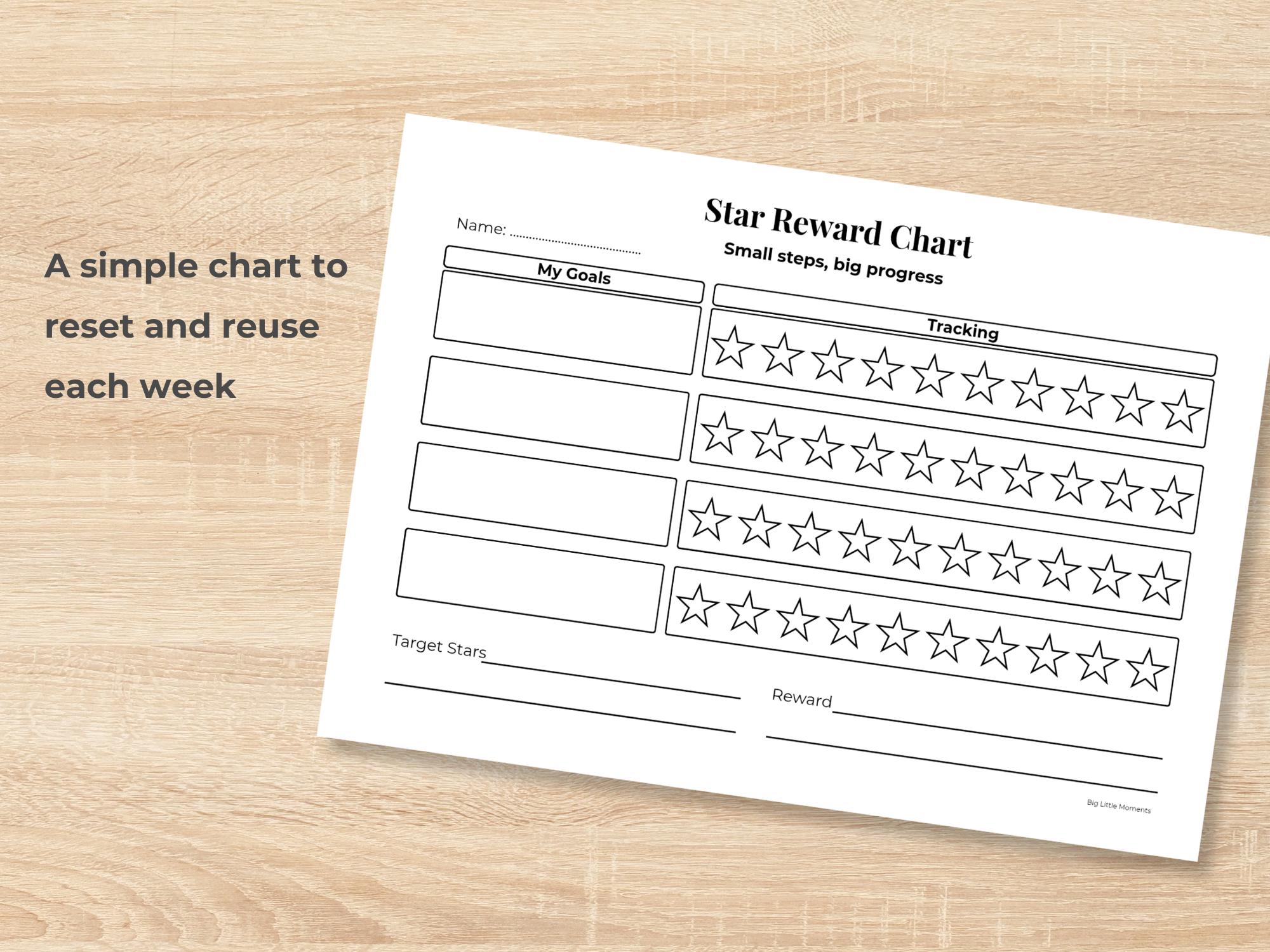 Kids Star Reward Chart Printable | Behaviour Tracker PDF | A4 Instant ...