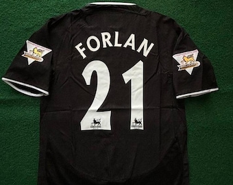 Diego Forlan Manchester United 2003-2004 Bortatröja Svart Retro