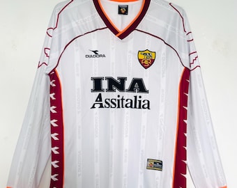 AS Roma 1998 Vit Retro Tröja | Vintage Roma City Fotbollströja