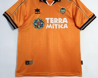 Valencia CF 1999/00 bortatröja i retrostil, La Liga vintagetröja, klassisk fotbollsställ, spansk fotbollströja, present till fans