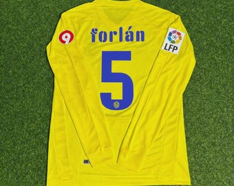 Diego Forlan 5 Villarreal CF 2008/2009 Långärmad Retro Fotbollströja