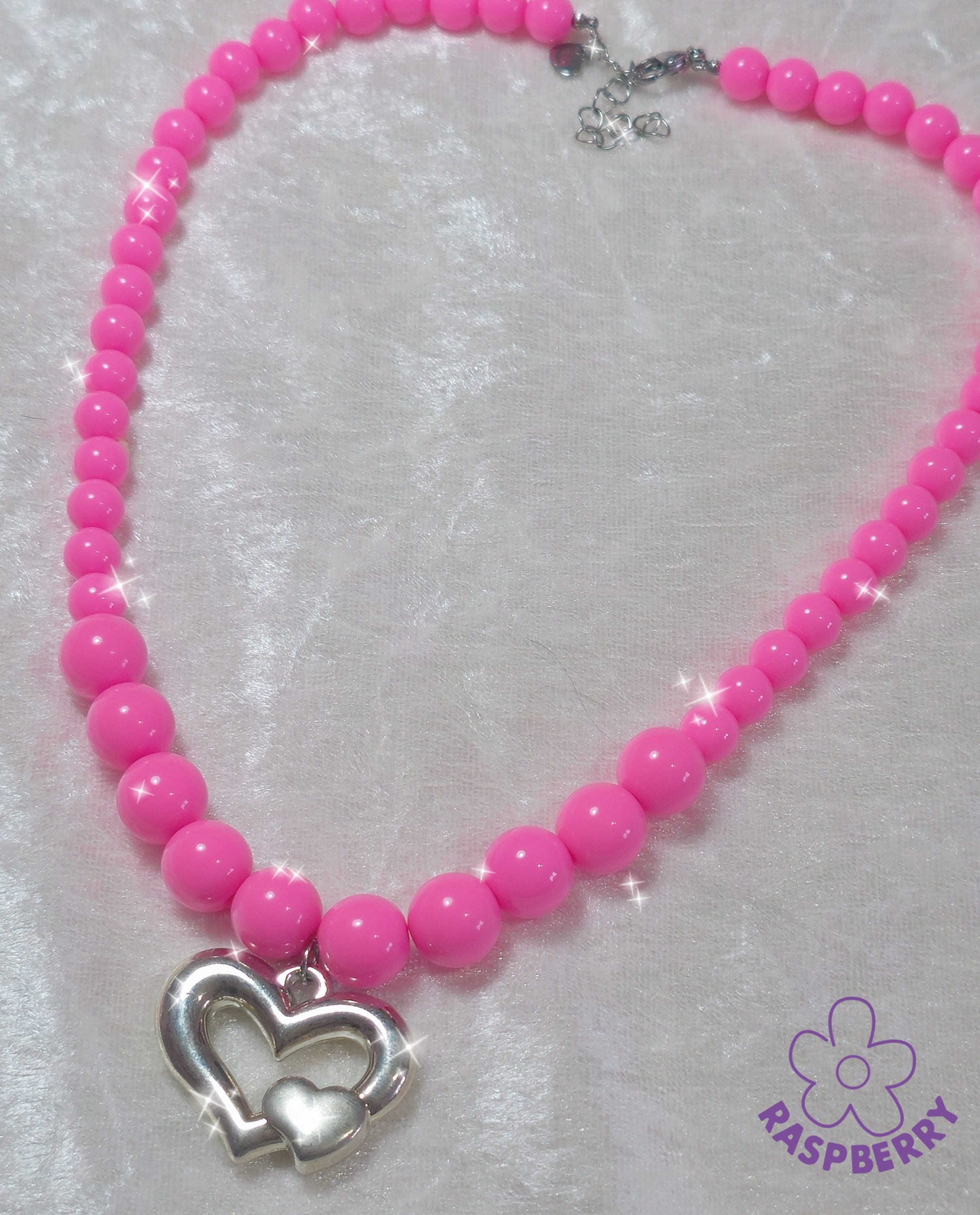 VVV☆HIGHTEEN PINK BEADS HEART TOGGLE NECKLACE VVV☆HIGHTEEN PINK BEADS HEART TOGGLE NECKLACE (VVV