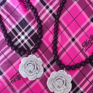 Hime rose necklaces silver ~ kawaii hime gyaru