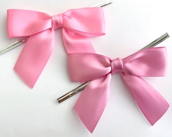 12 Bubblegum or Lipstick Mauve Pink - 3" Pre-made Satin Bows