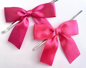 12 AZALEA or HOT PINK - 3" Pre-made Satin Bows