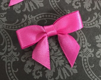 48 Mini FUCHSIA PINK Satin Bows - Pre-made ready for crafting