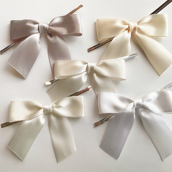 3" LIGHT NEUTRALS - White Gray Cream Shades - 12 Handmade Bows