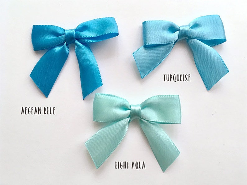 2 Blue 12/24/48 Small Handmade Bows Aegean Blue