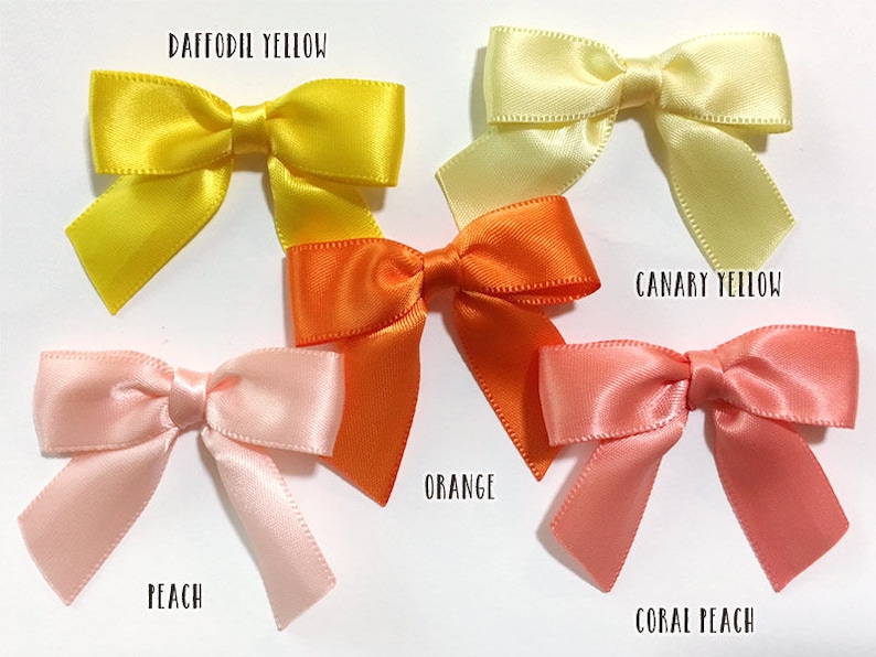 2 Peach Orange or Yellow 12/24/48 Small Handmade Bows image 1