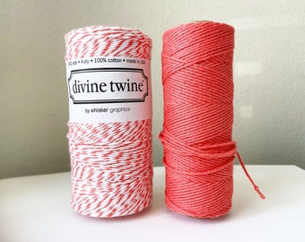 Destash CORAL RED Twine - Solid and Stripes