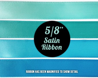 5/8" Satin Ribbon - AQUA or TURQUOISE 20yds - Choose your color