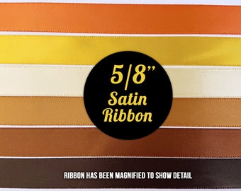 5/8" Satin Ribbon - YELLOW ORANGE BROWN Shades 20yds - Choose your color