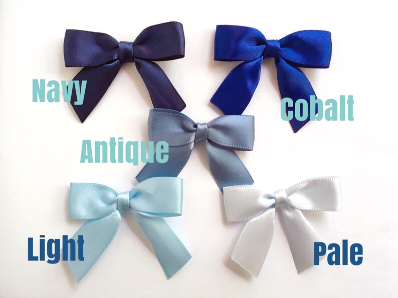 2 Blue 12/24/48 Small Handmade Bows Will Specify