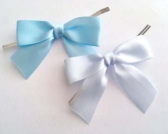 3" BABY or PALE BLUE - 12 Pre-made Satin Bows