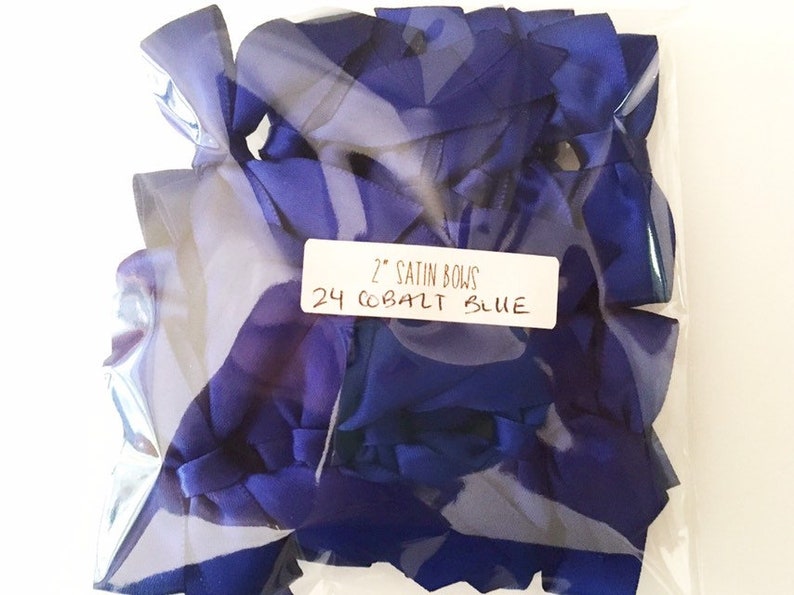 2 Blue 12/24/48 Small Handmade Bows Cobalt Blue