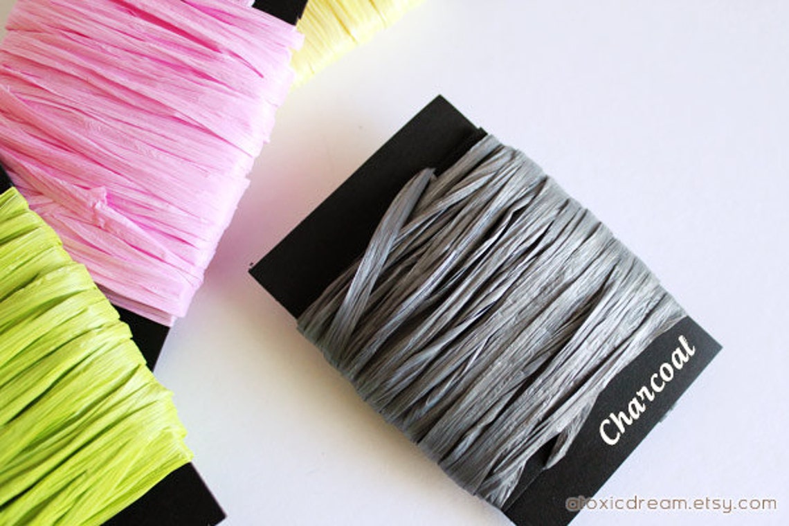 Charcoal Gray Raffia Ribbon 30/100 yards 1/4 inch wide Etsy