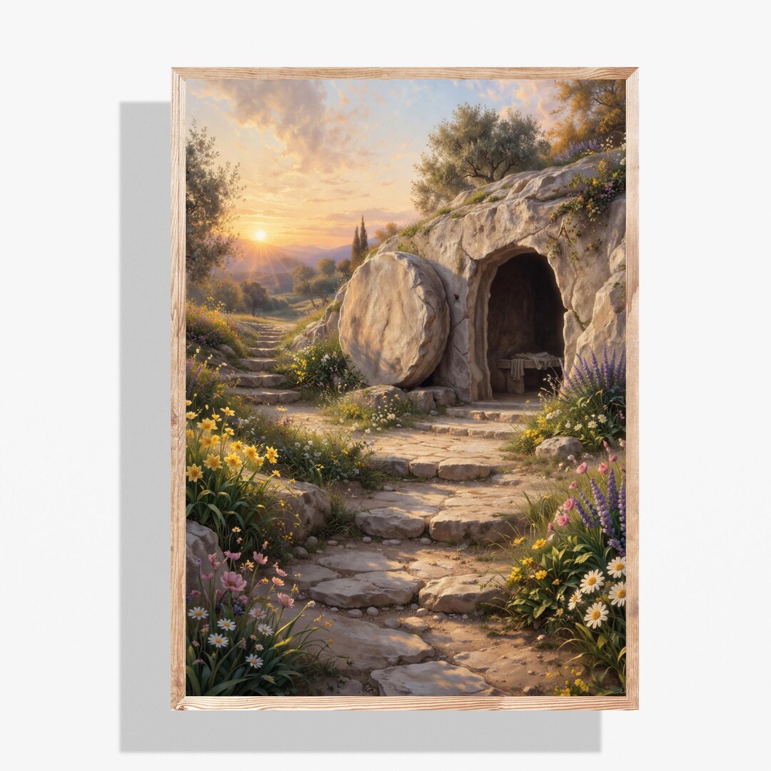 He is Risen Printable – Empty Tomb Wall Art – Christian Easter Print ...