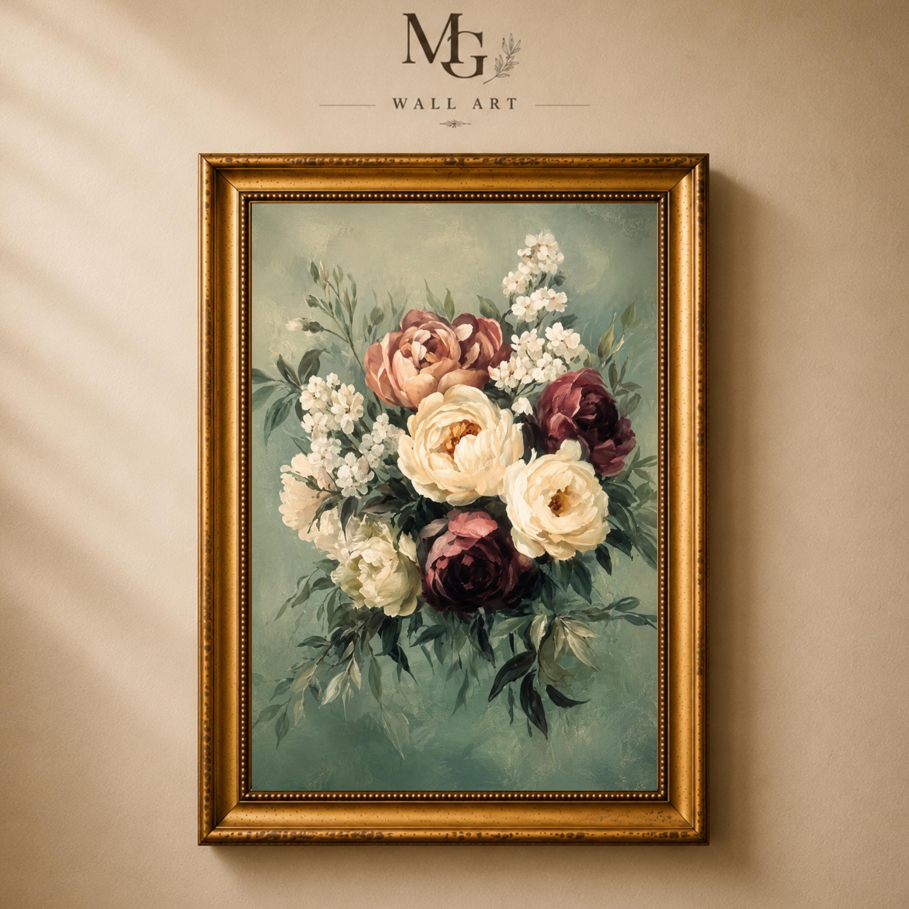 【アンティーク】フラワー 油彩画 オーバル Antique Floral Painting Oval - Etsy