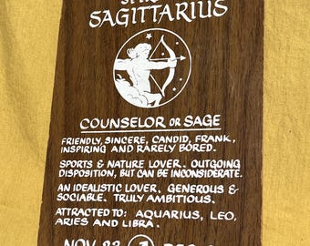 Vintage Sagittarius Wooden Plaque Wall Art