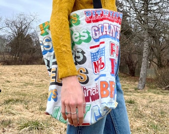 Handmade Vintage NFL Bedsheet Upcycled Tote Bag
