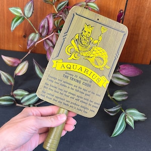 Vintage Aquarius Wood Wall Hanging Paddle