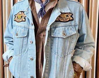 Vintage 90’s Denim Jacket with Harley Davidson Patches