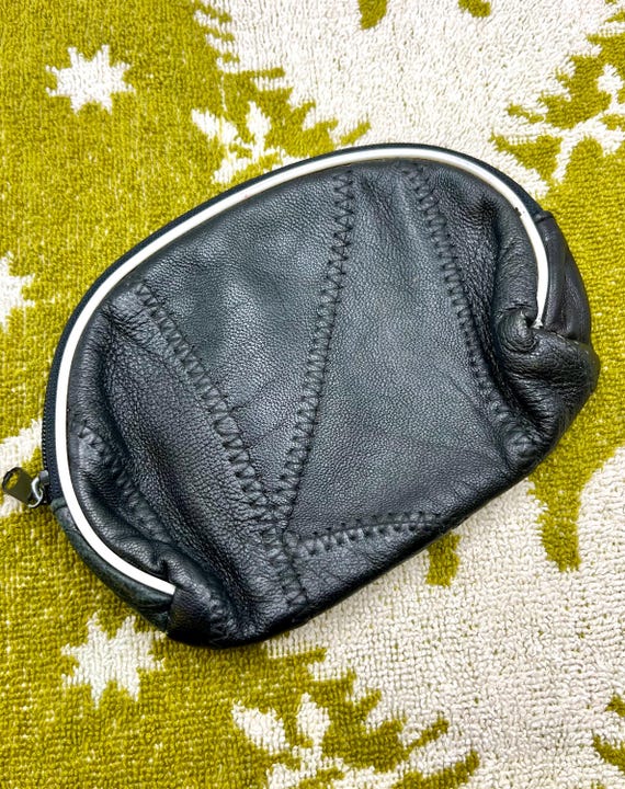 Vintage Patch Leather Piped Pouch - image 1