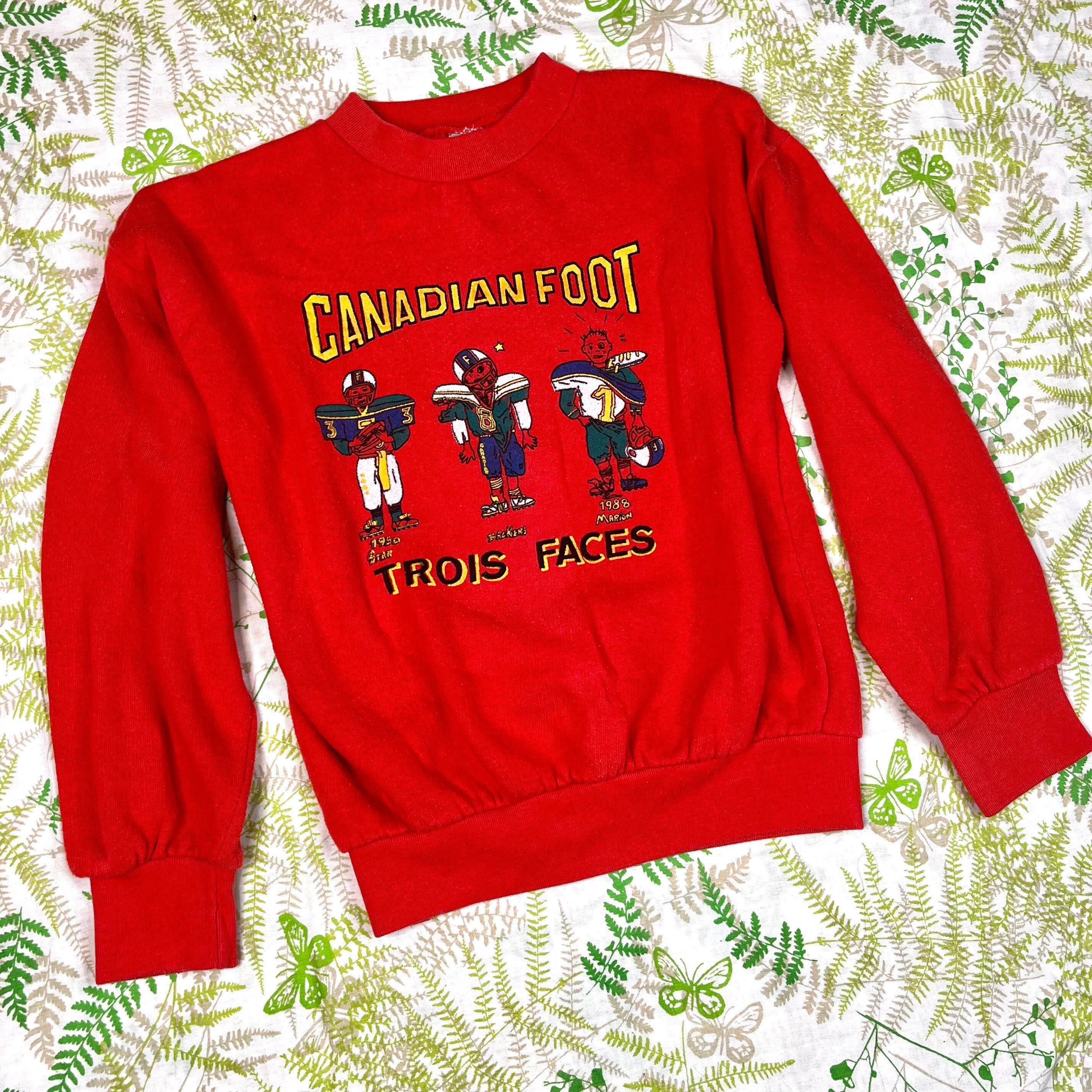 Vintage 80's Kids Canadian Football Crewneck Sweatshirt UK