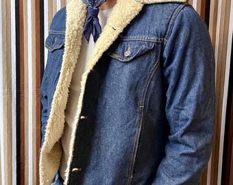 Vintage Sears Roebuck Denim Jacket with Sherpa Lining