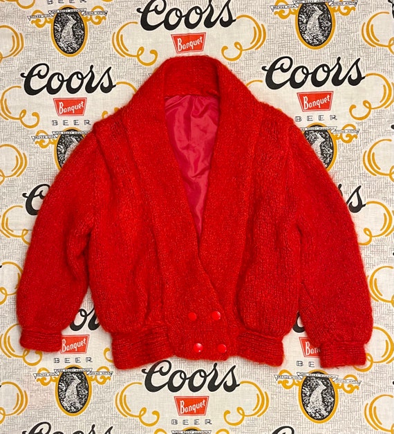 Vintage 80’s Retro Bright Red Fuzzy Coat