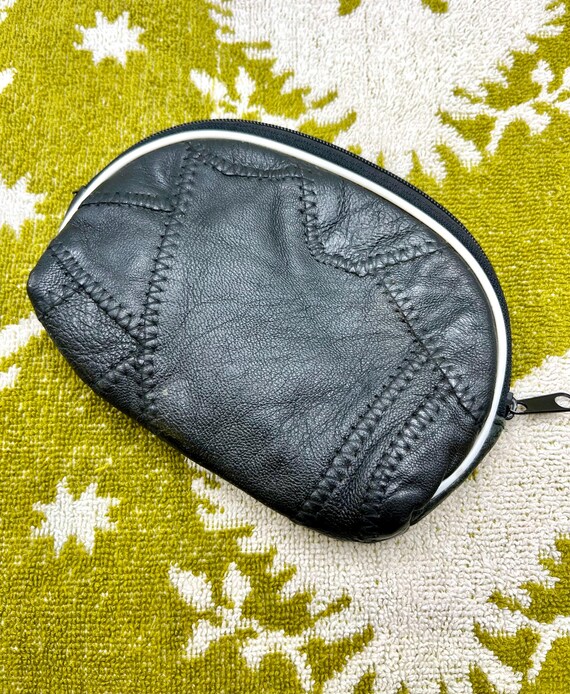 Vintage Patch Leather Piped Pouch - image 2