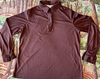 Vintage 70s Sears Perma-Prest Long Sleeve Oxford Polyester Shirt