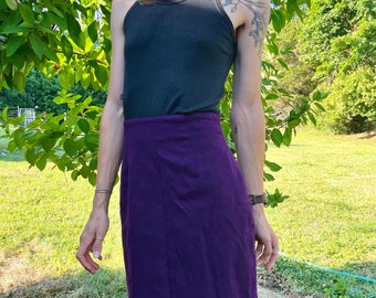 Minifalda vintage de lana color morado y ciruela