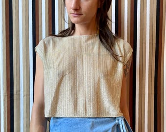 Vintage Homemade Metallic Boxy Cropped Shirt